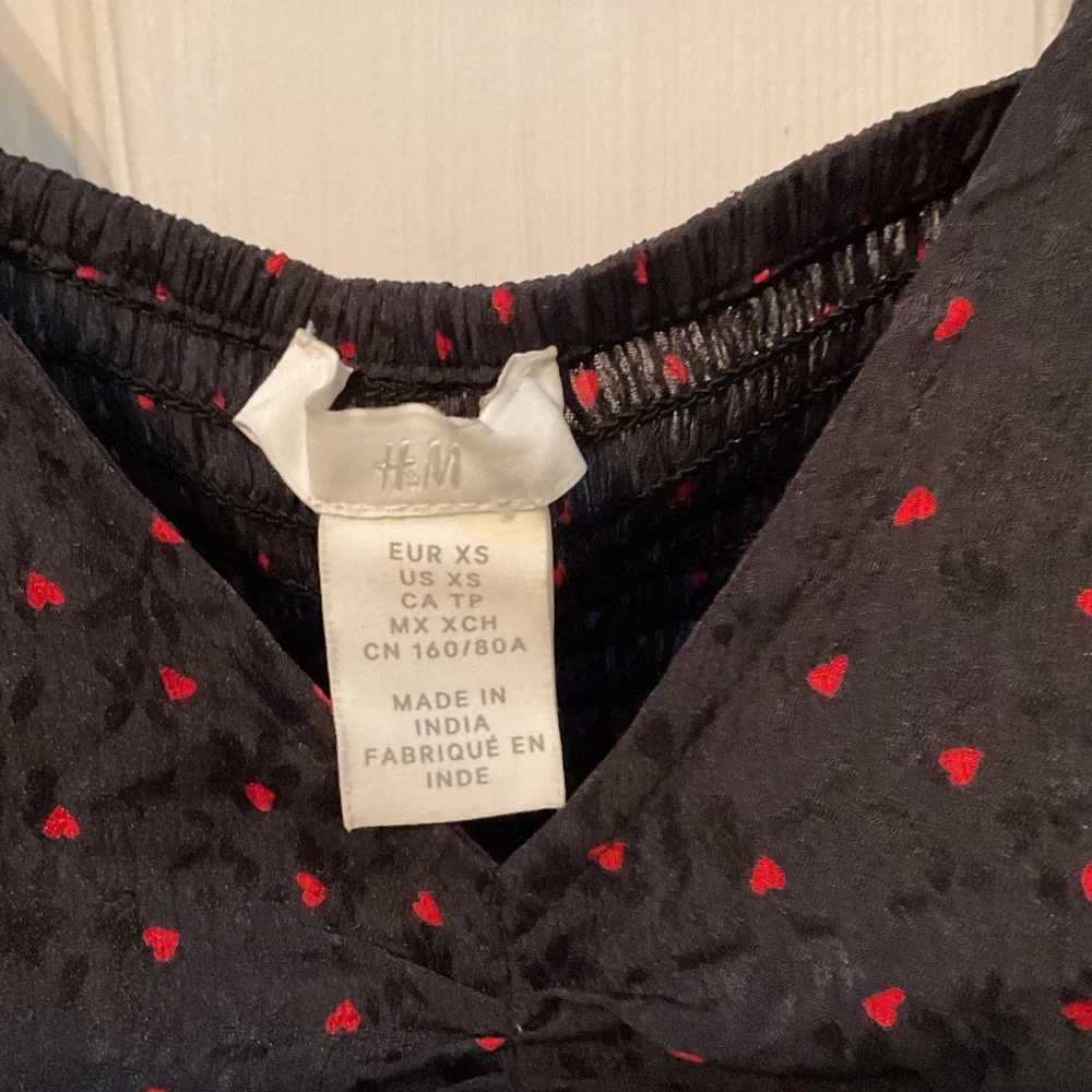 H&M Black Blouse with Subtle Red Dots - Picture 3 of 7